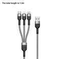thumbnail image 2 of Cable de carga USB 3 en 1, cable de carga trenzado rápido de 1,3 m, cable de carga universal con múltiples puertos, 2 of 5