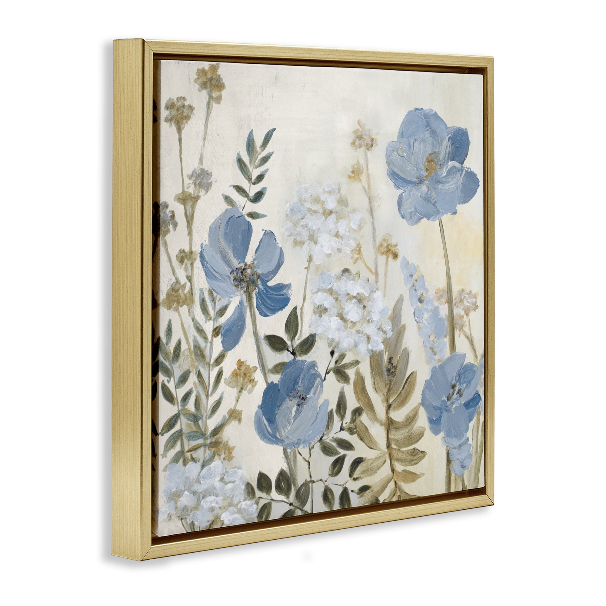 Stupell Industries Peaceful Blue Iris Garden Gold Framed Floater Canvas Wall Art, design by Lanie Loreth