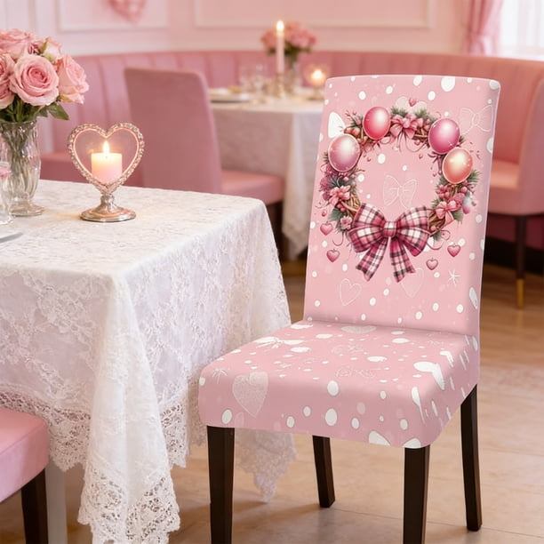 Funda para silla de comedor rosa | Funda elástica de poliéster con hebilla elástica | Protector lavable para silla de día, ideal para el hogar, la oficina y la mesa