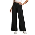 thumbnail image 2 of Dolkfu Straight-Leg Women'S Pants Minimalist Regular Black High-Waist Joggers Pants Solid Elastic Waist Modern Outdoor Pants Black,L, 2 of 6
