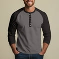 thumbnail image 4 of Hearthz Raglan 3/4 Sleevets for Men Henley Neck Baseball Jersey Colorblock Tops for Men Fall Mens T Shirts, 4 of 9