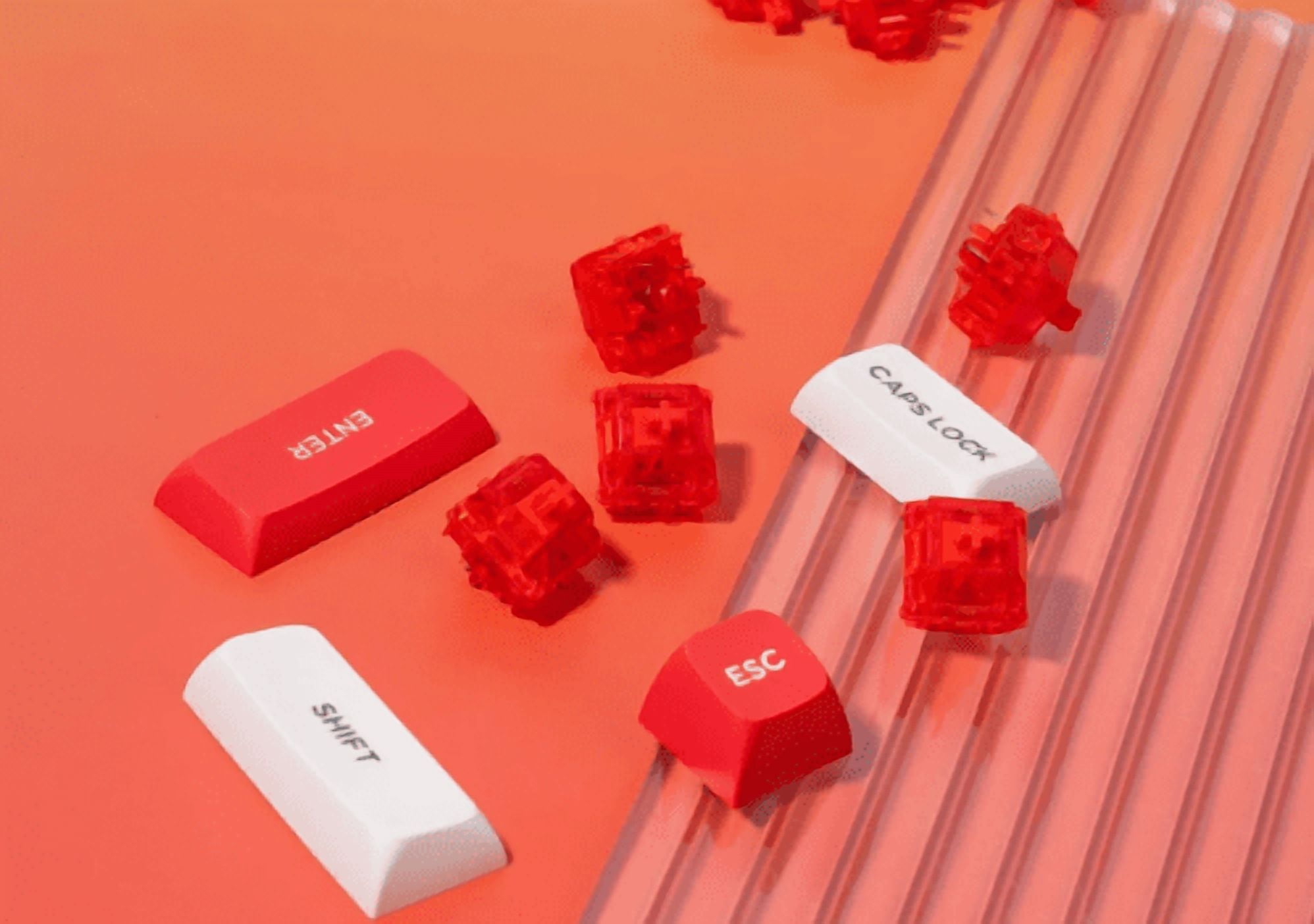 GATERON Ink V2 Red Linear Keyboard Switches, 45gf 5-Pin Plug-In LED Compatible Switches for MX Mechanical Keyboards, DIY Custom Gaming & Typing Switches (Red, 35PCS)