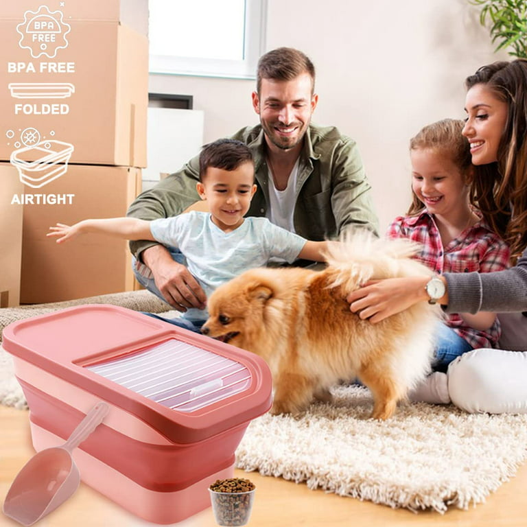 Kytely Dog Food Storage Container Small, Airtight Cat Food Container with  Measuring Cup, Pet Food Storage Container with Scoop, 4 Seal Buckles Food