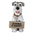 thumbnail image 6 of Adorable Grey Schnauzer Dog Sitting With Jingle Collar Greetings Sign Statue, 6 of 9