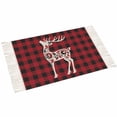 thumbnail image 2 of Red Black Plaid Christmas Area Rug 3x5ft Woven Runner Rug,Abstract Xmas Deer Winter Washable Living Room Hallway Bedroom Kitchen Carpet with Tassels,Indoor Outdoor Throw Door Mat for Entryway, 2 of 7