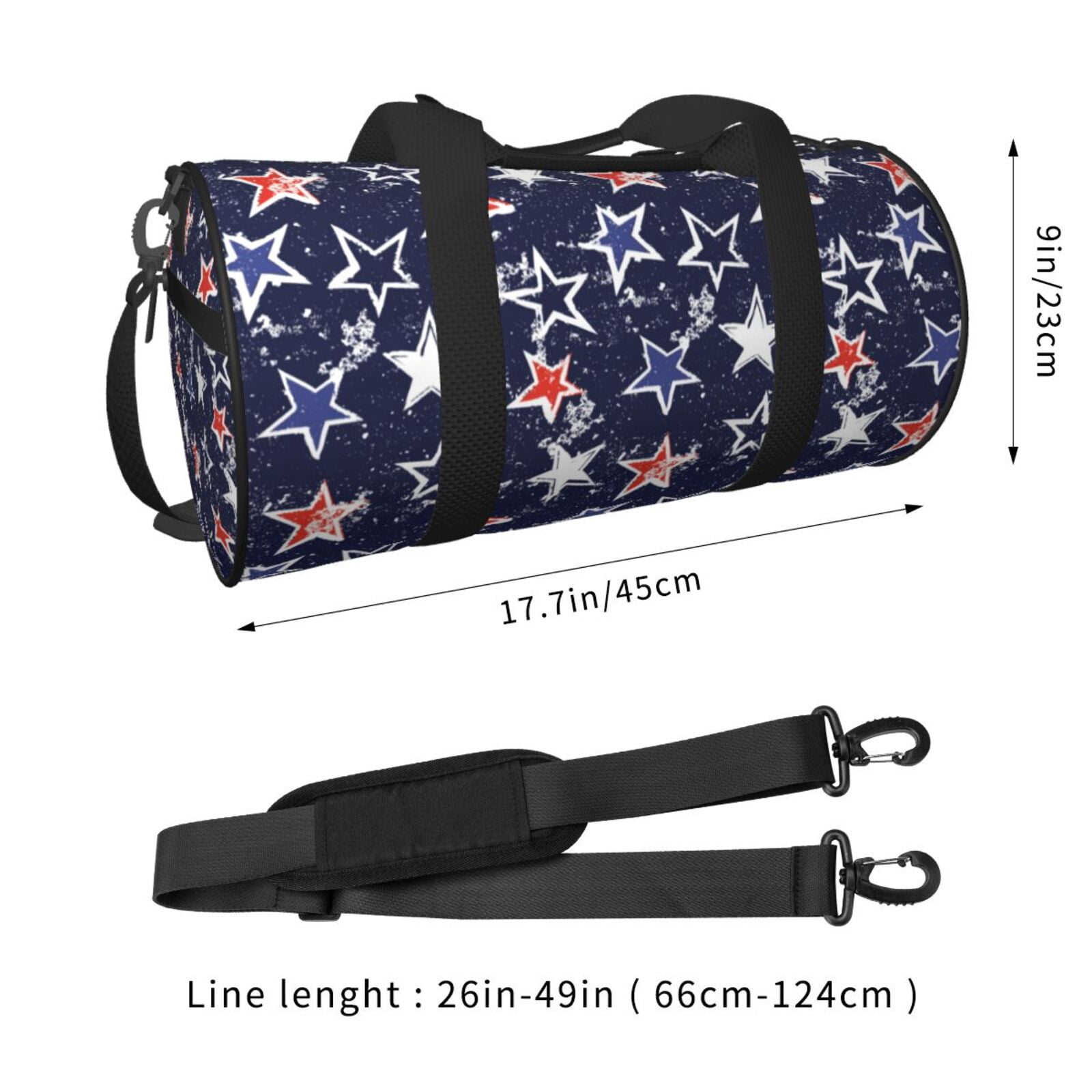 Vsdgher USA Stars 45L Foldable Duffel Bag, Sports Gym Bag,Overnight Bag, Portable Weekender Bag for Airplanes