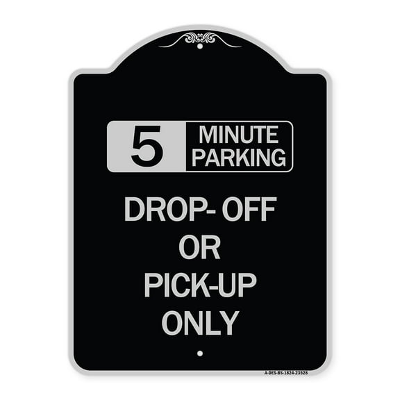 SignMission Designer Series Sign - Off or Pick-Up Only (Choose Your Limit) Minute Parking | Black & Silver 18" x 24" Heavy-Gauge Aluminum Architectural Sign | Made in the USA