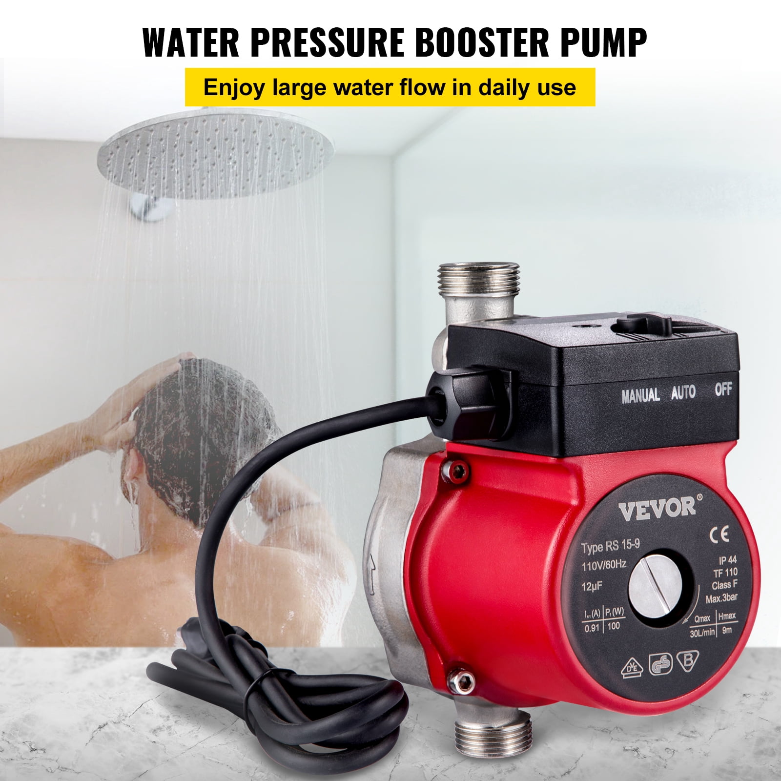 VEVOR Recirculating Pump, 120w 110v Water Circulator Pump, Automatic Start  Circulating Pump NPT 3/4 w/Brass Fittings, Stainless Steel Pump Head, Two  Control Mode for Home Electric Water Heater System - Walmart.com
