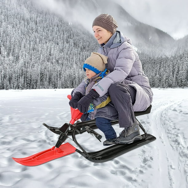 Snow Racer Sled, 2022 Newest Ski Sled Slider Board with Twin Brakes and