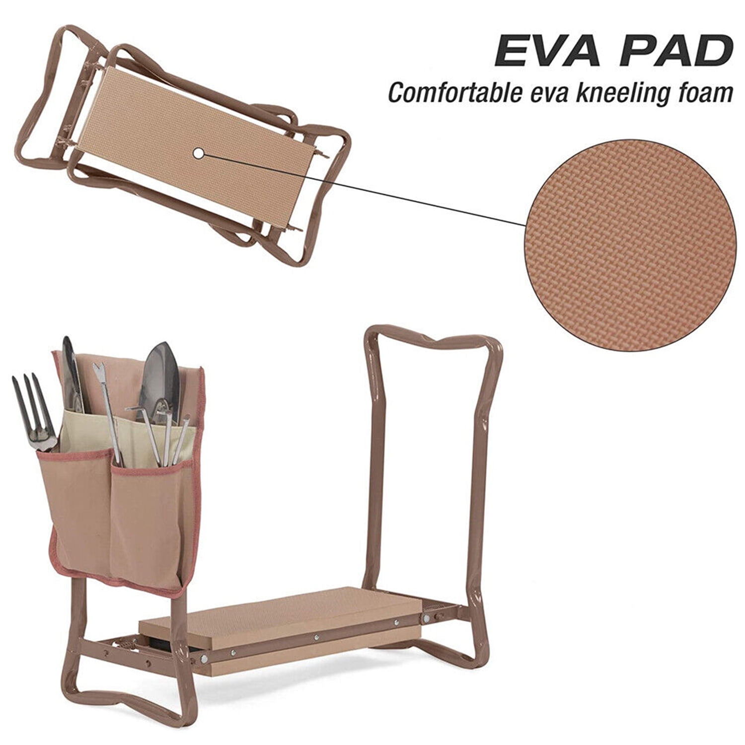 Multifunctional Kneeler & Gardening Stool Heavy Duty Garden Kneeler Seat and Bench with 2 Tool Pouches & 1 Gloves