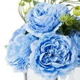 thumbnail image 3 of Enova Home Artificial Flowers Mixed Silk Peony Fake Flowers in Cube Glass Vase with Faux Water for Home Office Wedding Decoration (Blue), 3 of 3