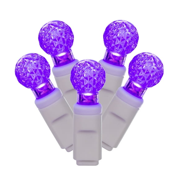 Vickerman 50 Purple G12 LED Light on White Wire, 25' Christmas Single Mold Light Strand