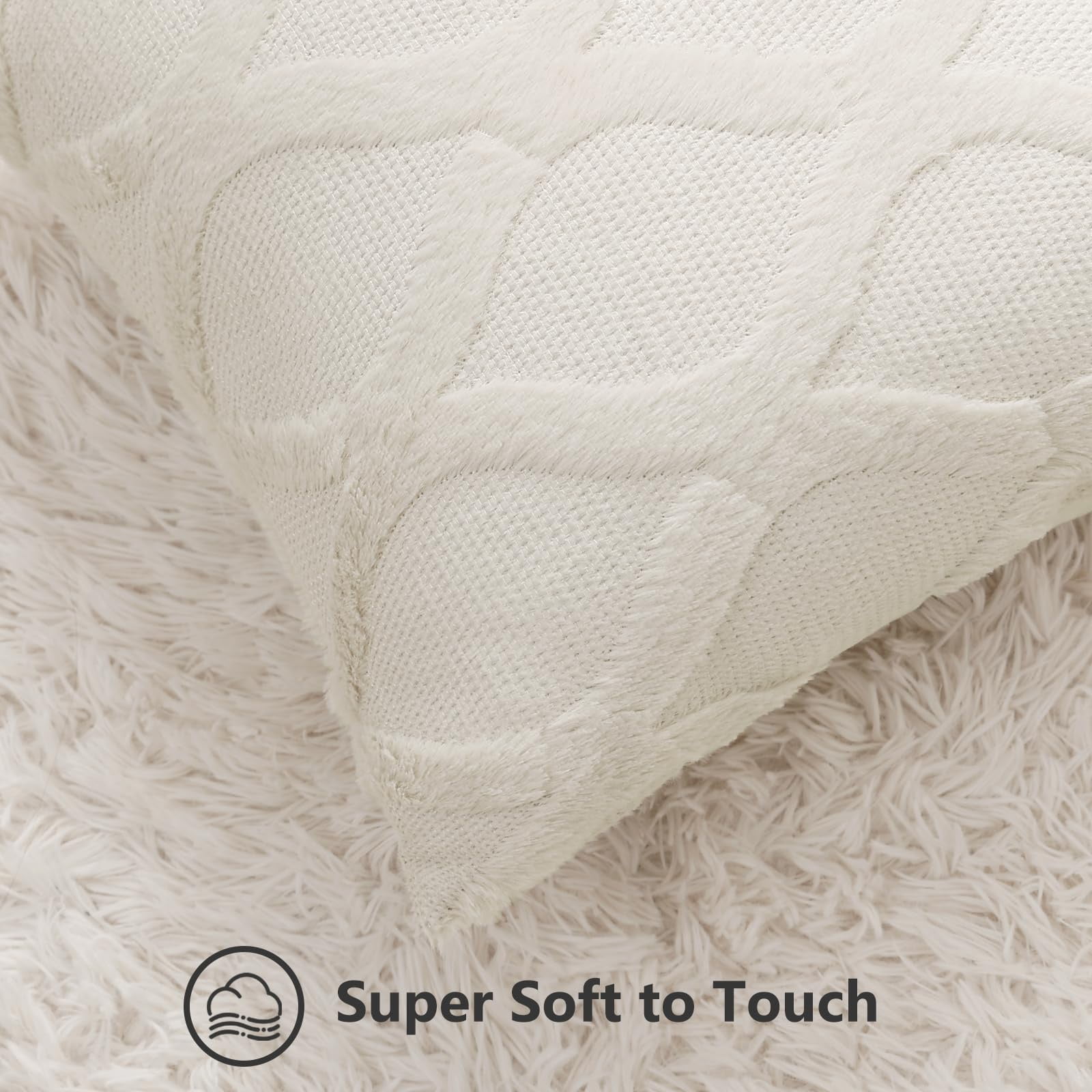 decorUhome Decorative Throw Pillow Covers 24x24 Set of 2, Soft Plush Faux Fur Wool Pillow Covers for Couch, Beige
