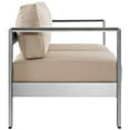 thumbnail image 2 of Modway Shore Outdoor Patio Aluminum Loveseat in Silver Beige, 2 of 4