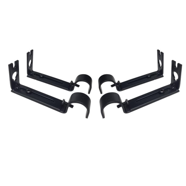 4pcs Titulares de Soportes de Pared de Metal Ajustable para El Diámetro de Cortina. hasta 19.05mm Negro