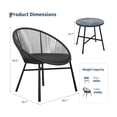 thumbnail image 4 of 3 Pieces Outdoor Acapulco Chair Patio Bistro Set, All-Weather Acapulco Chairs with Glass Top Table, Modern Patio Conversation Chairs Set of 2 for Balcony, Pool, Garden, Backyard, 4 of 9