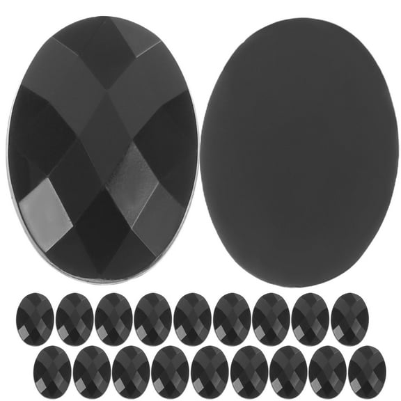 HEMOTON 20pcs Black Acrylic Flat Back Rhinestones for Decoration Oval Craft Charms for Shoes and Handbags