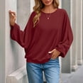 thumbnail image 2 of hotojiny Fall Sweaters for Women Casual Long Sleeve Oversized Top Loose Fit Crew Neck Solid Soft Ribbed Knitted Pullover, 2 of 7