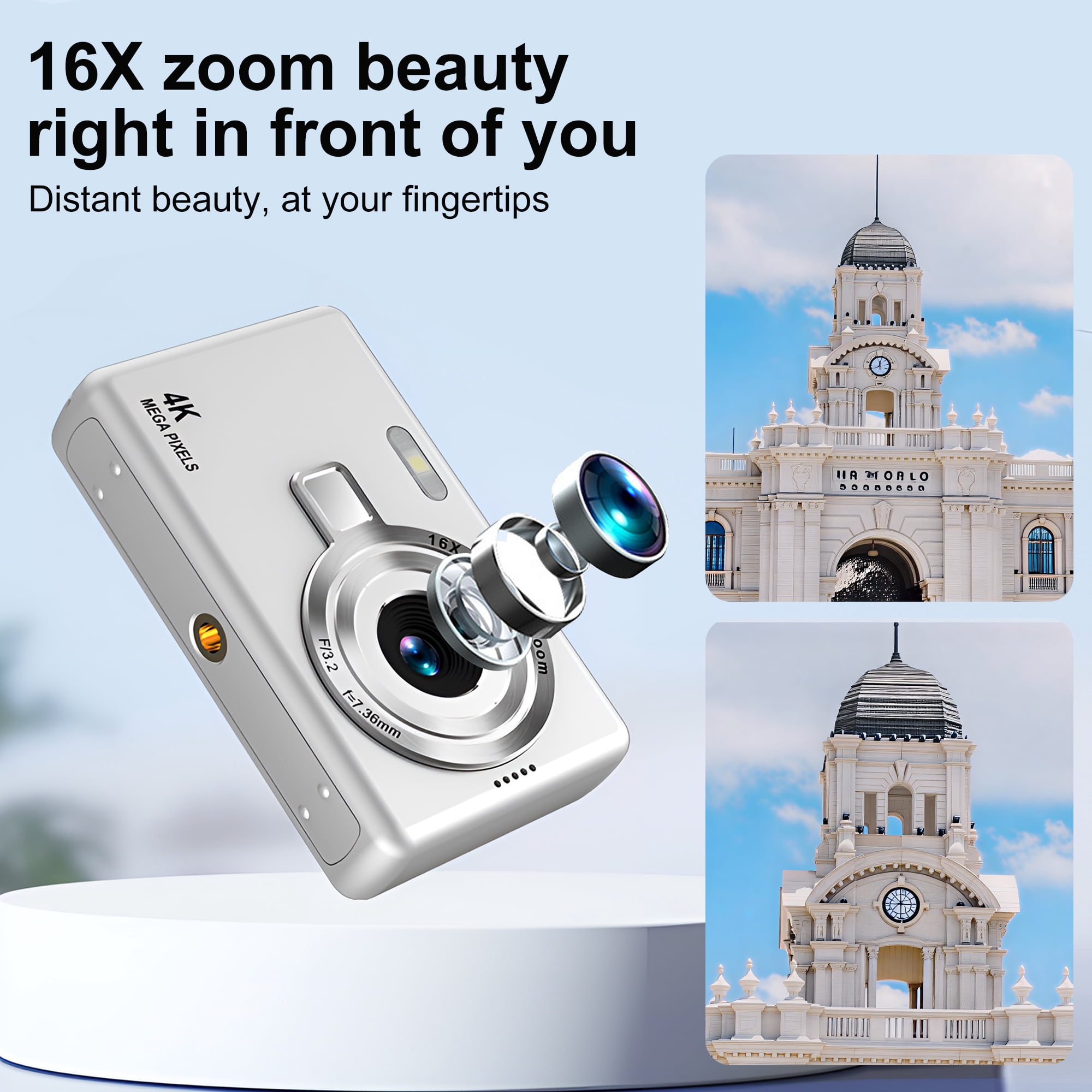 INSMART 4K Digital Camera, Camera for Photography with 64GB SD Card, 16X Zoom, Anti-Shake, Shoot Digital Cameras for Kids Teens Adult Beginner