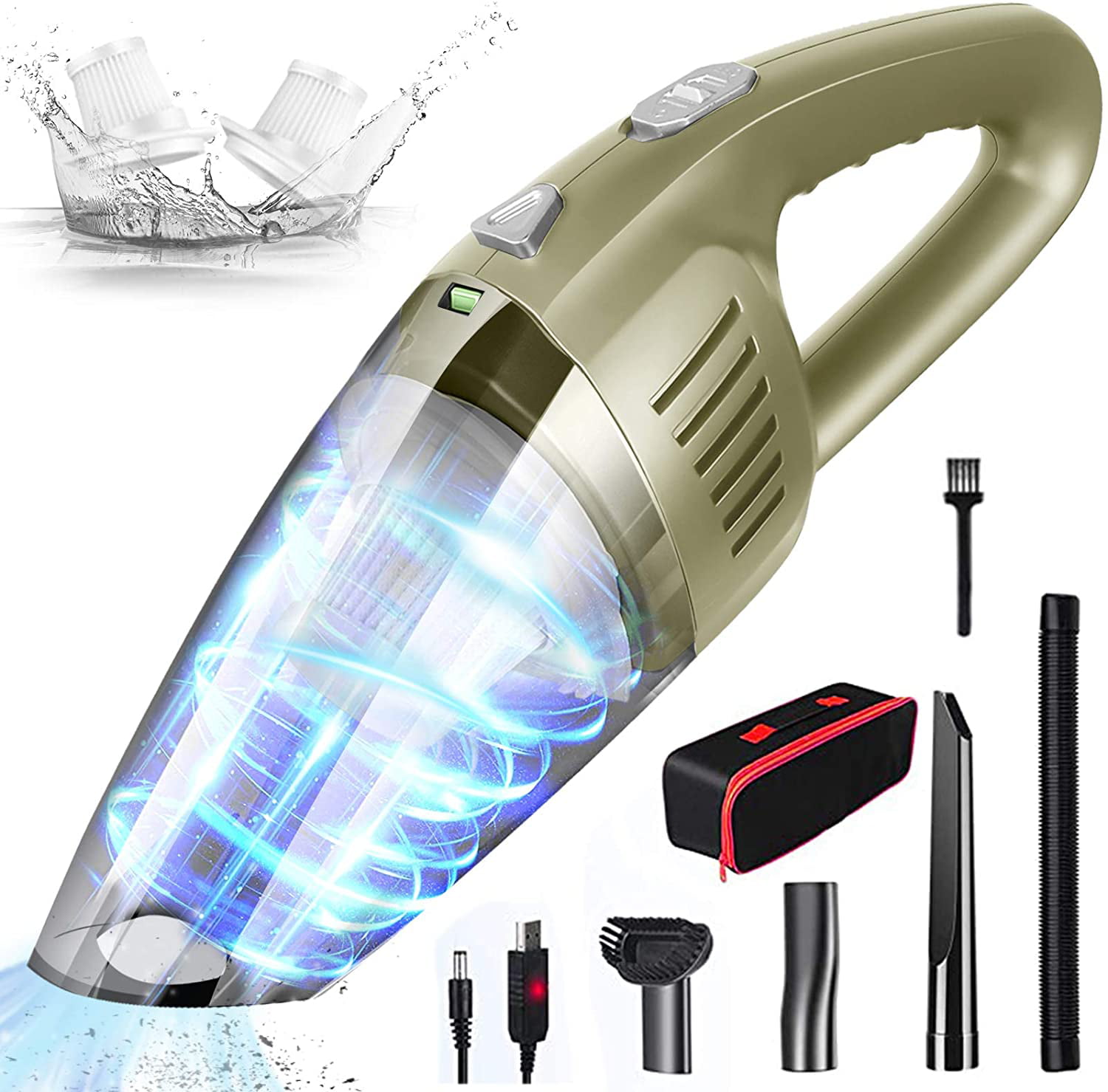 Portable Vacuum Hand Held Vacuum Cleaner 2200mAh Battery Hand Vacuum Cleaner with Lightweight Mini Dry/Wet Car Vacuum with LED Light High Power 8000PA Whall Handheld Vacuum Cordless
