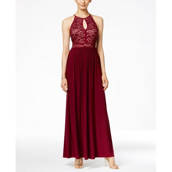 Morgan Company Sequined Lace Gown Winenude 0