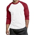 thumbnail image 2 of VBVC Men's 3/4 Sleeve Raglan Stretchy T Shirt , Color Block Crew Neck Tops For Men, S-4XL, 2 of 5