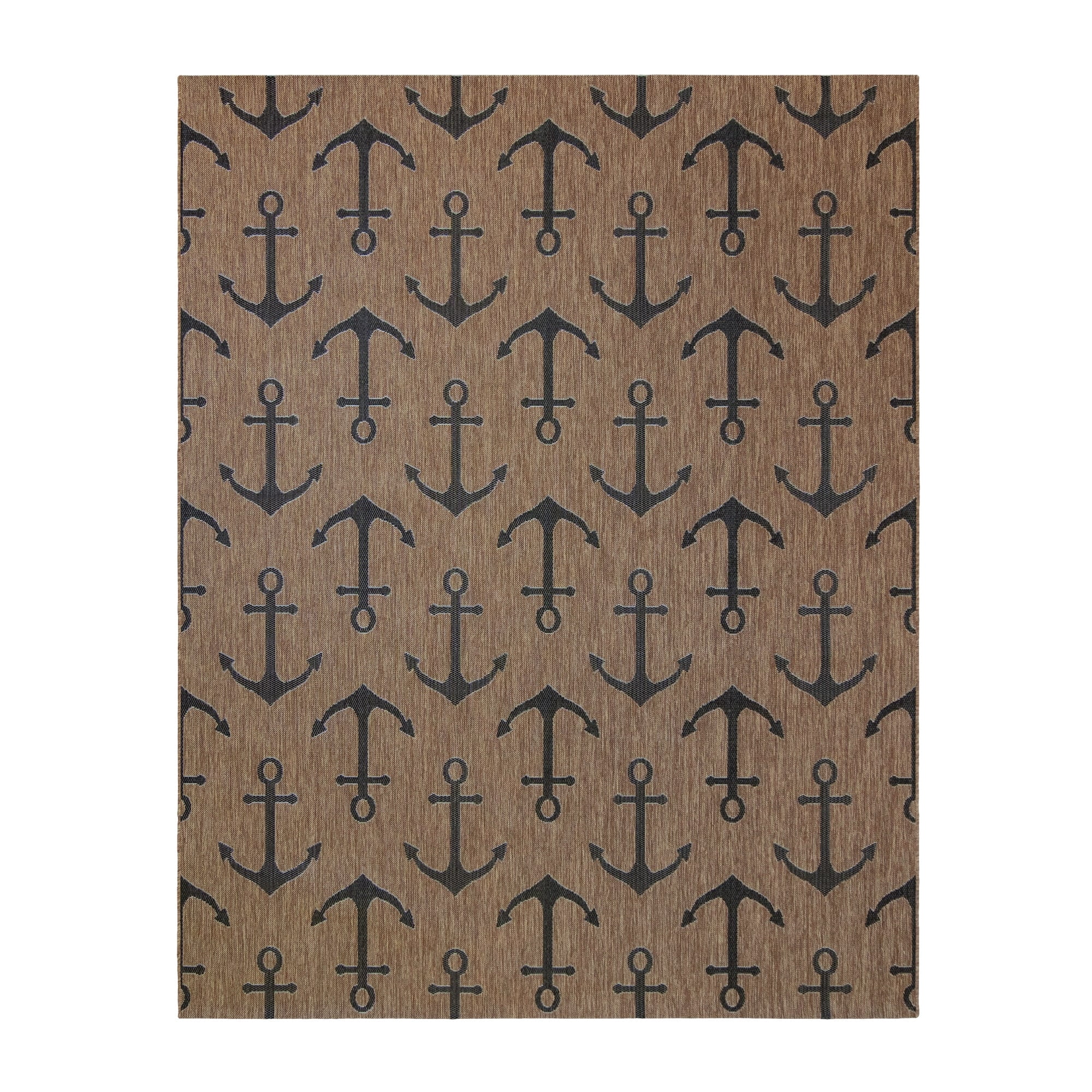 Gertmenian Paseo Maritime Havana Brown Nautical Anchor Indoor/Outdoor Area Rug 8'9" x 13'1" 9' x 12'