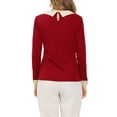thumbnail image 4 of INSPIRE CHIC Women's Elegant Collar Long Sleeves Work Office Blouse Tops XS Red, 4 of 7