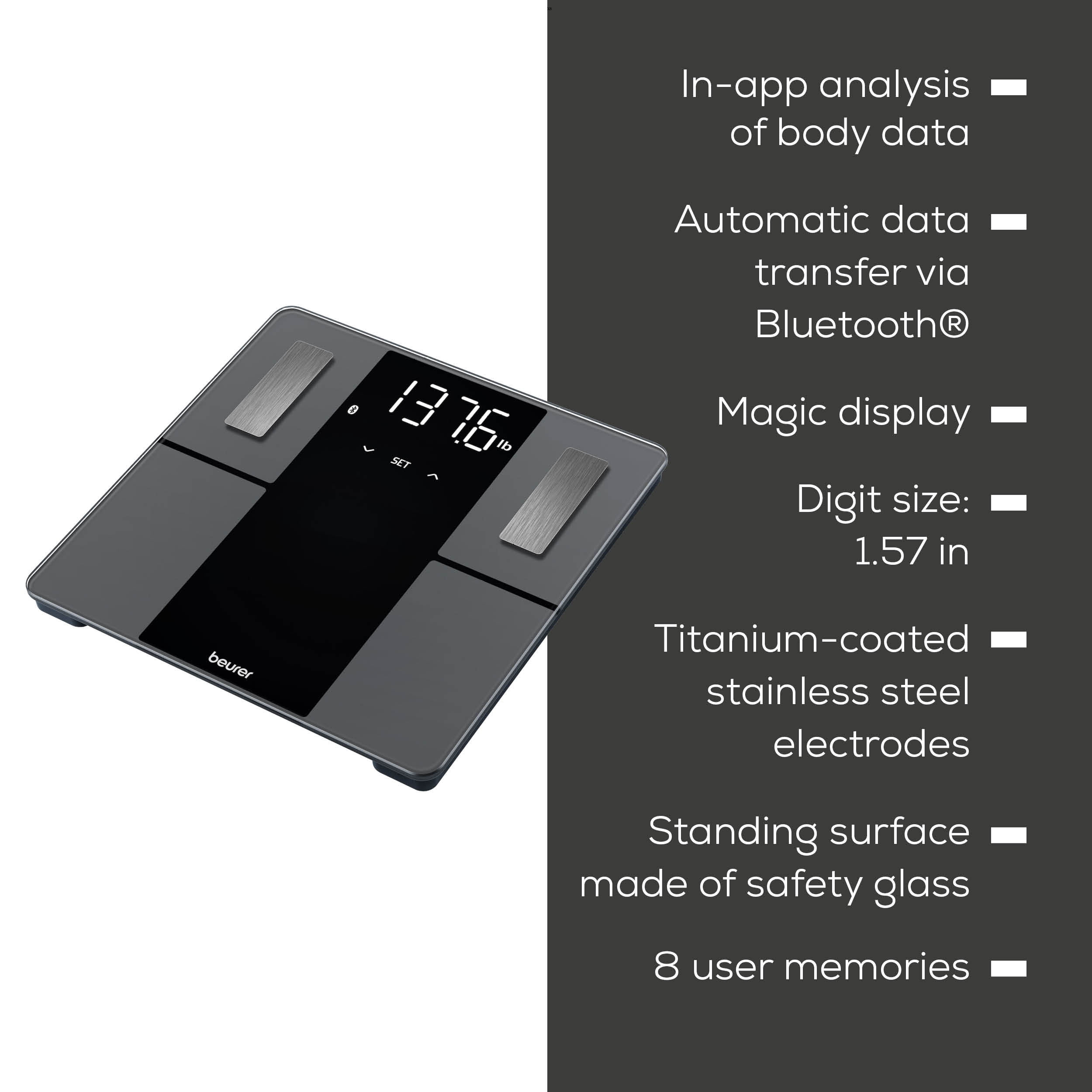 Beurer BF500 Bluetooth Body Weight Scale, Smart Accurate Body Fat Composition Monitor Bathroom Scale