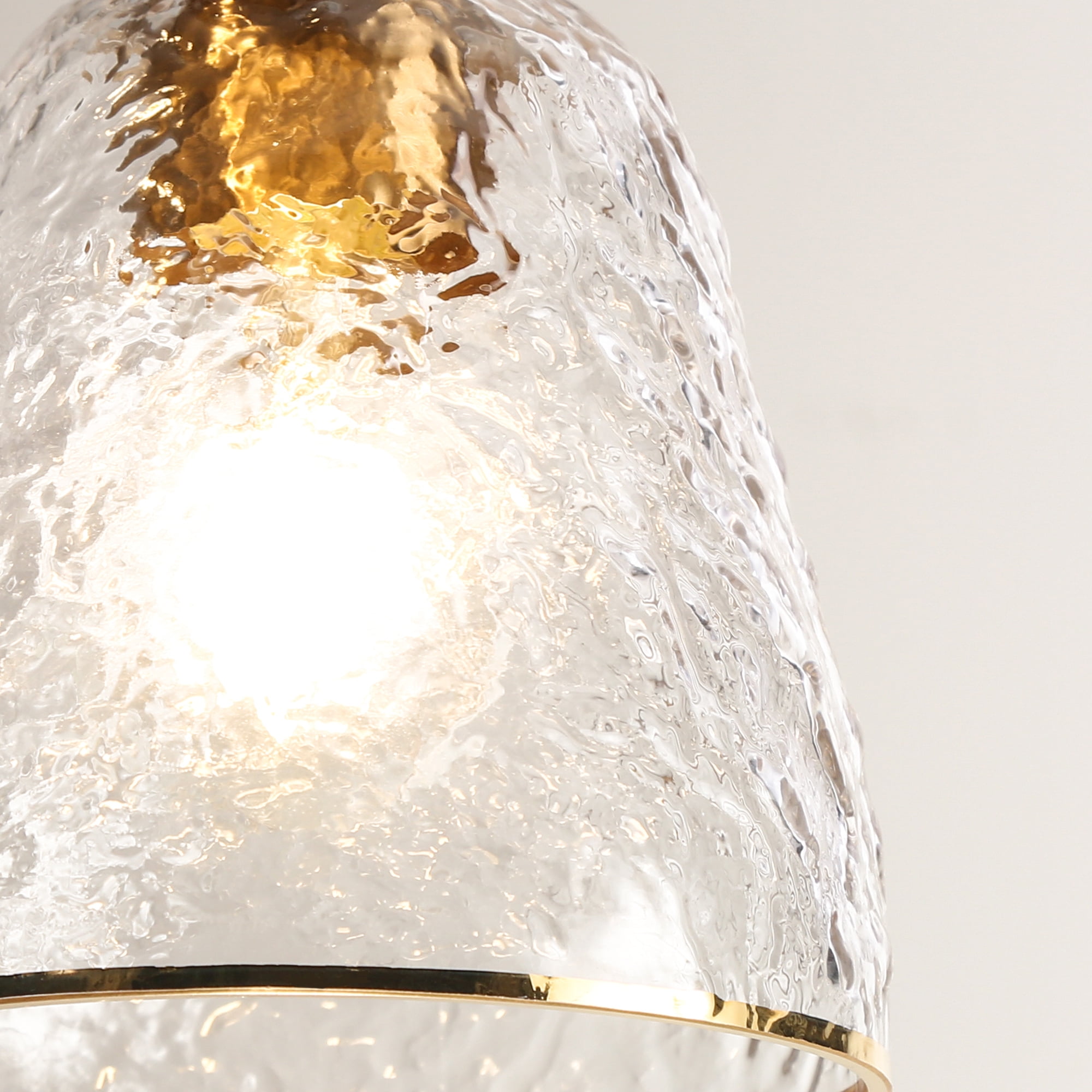LNC 5-Light Polished Gold Modern Art Glass Bell Pendant Light, For Kitchen Island
