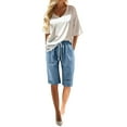 thumbnail image 2 of vigerkar Womens Drawstring Elastic Summer Shorts Loose Lounge Lightweight Bermuda Casual Shorts with Pockets Blue, L, 2 of 4
