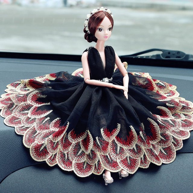 ZHAOCHENG Muñeca Conjunta Móvil Princesa Bebé 30 Cm Vestido De Novia De Encaje Suite Niños Juguete Niña Regalo Coche - Negro