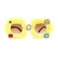thumbnail image 2 of Super Funky Masquerade Fur Jewel Brooch Octagon Plastic Sunglasses Yellow - Brown, 2 of 4