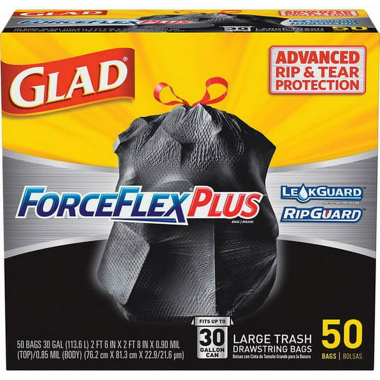 Glad ForceFlexPlus Drawstring Large Trash Bags Large Size 30 gal
