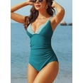 thumbnail image 3 of Charmo Womens V Neck One Piece Swimsuit Double Straps Monokini Swimsuits Tummy Control Swimwear, 3 of 6