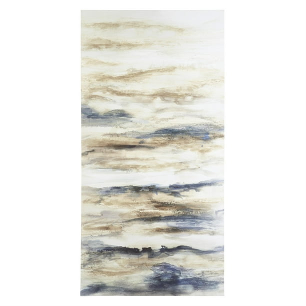 Gallery Wrapped Canvas Wall Art with Abstract Details, Blue and Brown