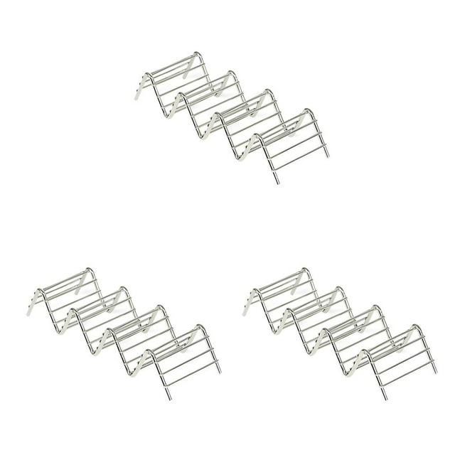 jesticaly 1-4 Slot Wave Shape Taco Holder Stainless Steel Mexican Display Stand Shell Rack 3 slots 18.5x6.5x4.2cm 3Set