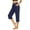 Navy, variant on Wyobmus Womens Capri Pants Solid Mid Waist Workout Pants Casual Crossover Waist Summer Below Knee Pants With Pocket S-3X Green