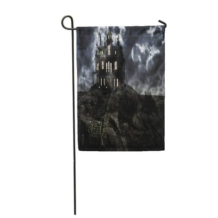 KDAGR Haunted Ghostly Mansion on Top of The Hill Full Moon Garden Flag Decorative Flag House Banner 28x40 inch