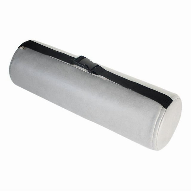 Almohada ajustable de soporte lumbar con diseño cilíndrico y respaldo de tela técnica para coche. Gris medio