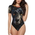 thumbnail image 1 of Saiise Motif Floral Coloré Chien Noir Grenouillère à Manches Courtes Col Rond Pyjama Extensible avec Fermeture à Pression-Moyen, 1 of 7