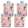 thumbnail image 2 of WOBOGO Dessert Penguin Pink Pattern Transparent Plastic Jar 2pcs Cotton Swabs Balls Pads Floss Stick Dispenser Bathroom Vanity Storage Organizer, 2 of 7