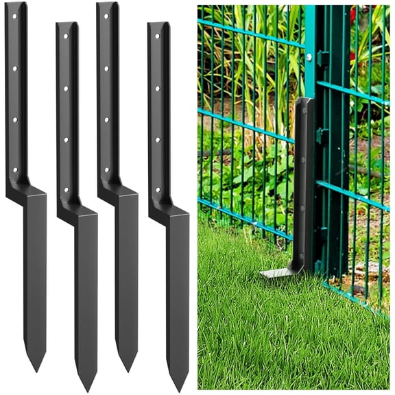 4 Pack Heavy Duty Fence Post Repair Kit 33.6" Thickened Anchor Ground Spike