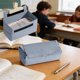 thumbnail image 5 of Fundín de lápices de gran capacidad para niñas y adolescentes, bolsa de lona con cremallera y organizador multicompartimento para el colegio, material de oficina y material de papelería, 5 of 6