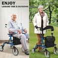thumbnail image 3 of Lumiparty Folding Rollator Walkers for Seniors, with Shock Absorber, Lightweight Mobility Walker with Seat and Wheel, Adjustable Height Rolling Wheelchair, Blue, 3 of 9
