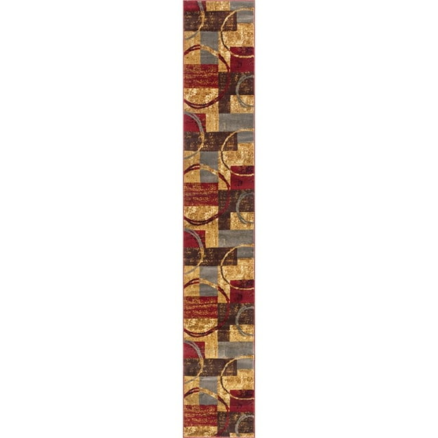 Unique Loom Barista Urban Geometric Area Rug 2' x 12' Runner Multi/Beige