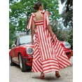 thumbnail image 4 of Women Summer Floral Sleeveless Maxi Dress Casual Spaghetti Strap Tiered Flowy Beach Long Dress Red L, 4 of 9