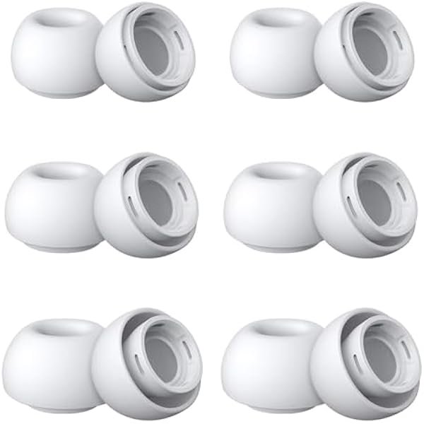 wonima44 AirPods Pro & AirPods Pro 2 Replacement Ear Tips – Noise-Reducing Silicone Earbud Covers with Secure Fit & Portable Storage Plastic Bag (6 Pairs-White, Medium)