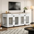 thumbnail image 6 of 71'' Dog Crate Furniture for 2 Dogs, Double Dog Crate Furniture, 71'' Large Dog Kennel Indoor with 3 Storage Drawers and Removable Divider Wooden Double Dog Crate with 3 Drawers and Removable Room Div, 6 of 8