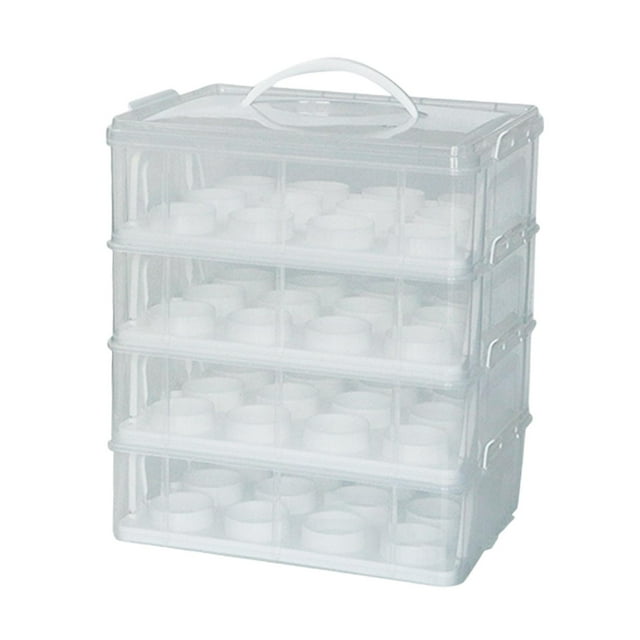 Portador de cupcakes,Porta cupcakes Contenedores para cupcakes Soporte para cupcakes,Caja para cupcakes de 4 niveles con tapa y asa,Transportador de alimentos para muffins y